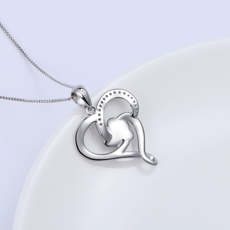 Ladytree S925 Sterling Silver Puppy Dog Cat Pet Paw Print Love Heart Pendant Necklace 18" - Image 5